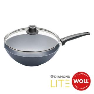 【Woll】德國歐爾DIAMOND LITE新鑽石 鑄造不沾中華炒鍋30cm(附安全玻璃蓋)