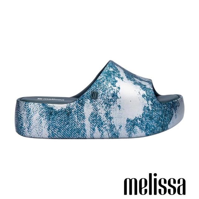 【Melissa】混色寬帶厚底拖鞋(藍色)