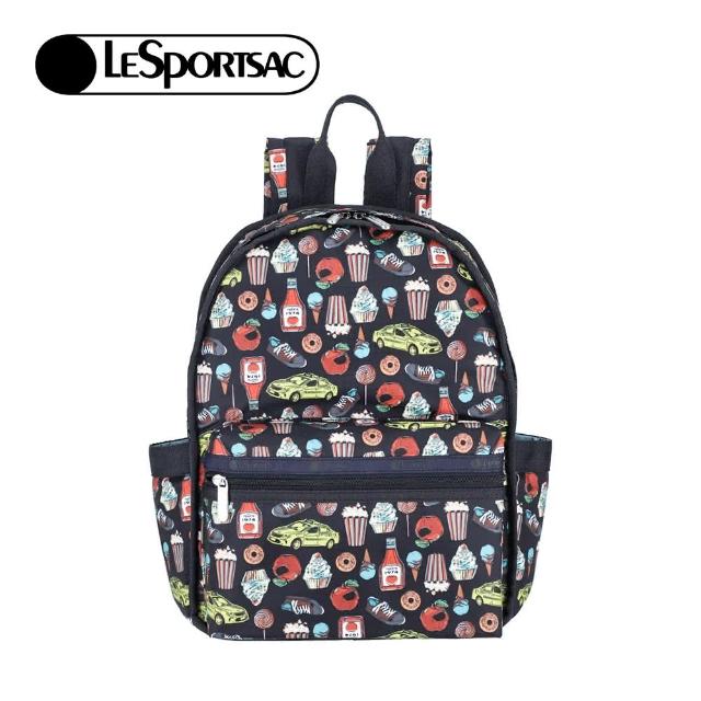 【Lesportsac】小型健行後背包 送禮 禮物(紐約風美食插畫)