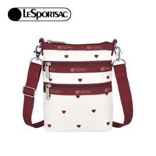 【Lesportsac】三層拉鍊斜揹包 母親節 送禮 禮物(莓果心刺繡)