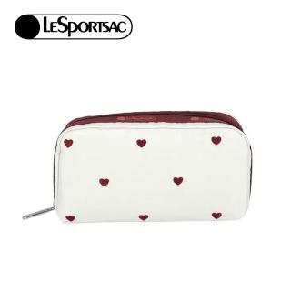 【Lesportsac】Rectangular Cosmetic 長形化妝包 收納包 送禮 禮物 推薦 女包(莓果心刺繡)