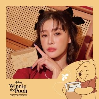 【OUTDOOR】母親節禮物 迪士尼Disney-小熊維尼票卡零錢包-米 ODDY23H05BG