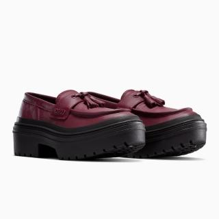 【CONVERSE】樂福鞋 女鞋 低筒 皮革 厚底 CTAS LUGGED HEEL LOAFER OX 紅 A14708C