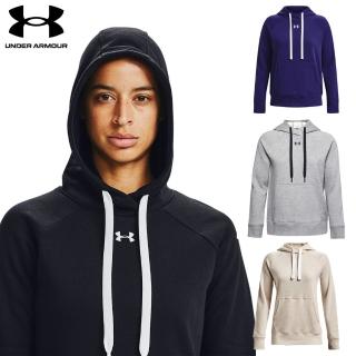 【UNDER ARMOUR】UA 女 Rival Fleece保暖刷毛長袖帽T 1356317(多色任選)