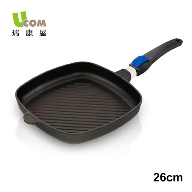 【UCOM 瑞康屋】德國黑魔法系列 不沾鍋-26cm 方型煎鍋/平底鍋(可拆式手把)