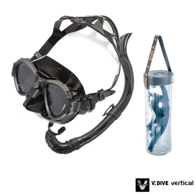 【V.DIVE】威帶夫潛水面鏡呼吸管組 VDC-F01BK全黑(自由潛水面鏡)