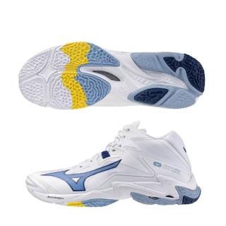【MIZUNO 美津濃】WAVE LIGHTNING Z8 MID 排球鞋 白淺藍(V1GA240597)