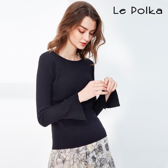 【Le Polka】喇叭袖合身長袖上衣-女