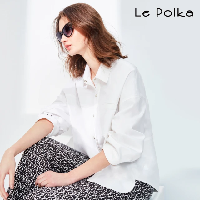 Le Polka 落肩拼接百搭襯衫-女