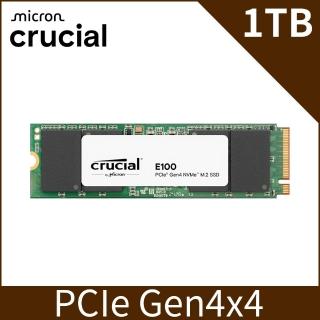 【Crucial 美光】E100 1TB SSD 讀 5000M/寫4500M(PCIe Gen4 M.2)