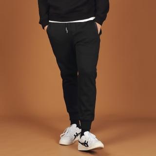 【Hush Puppies】男裝 長褲 素色立體HP縮口運動長褲(黑色 / 44121104)