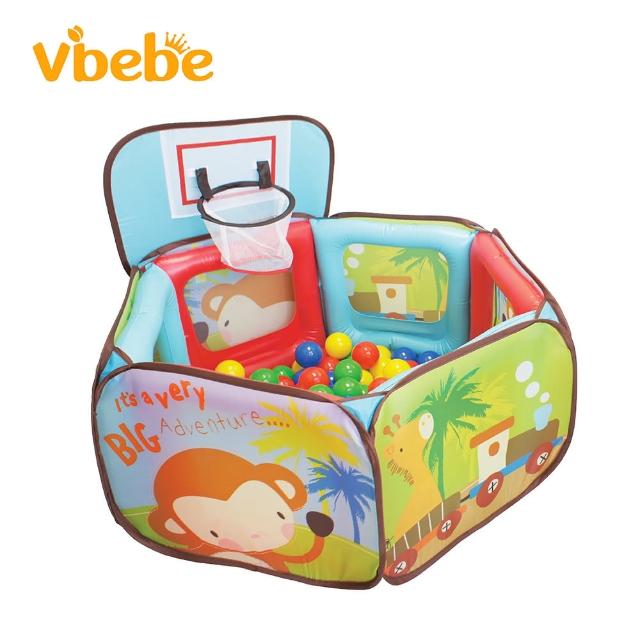 【Vibebe 官方直營】猴子投籃氣墊球屋 附收納袋+彩球100顆(台灣製 兒童玩具 安全氣墊 遊戲球 玩具 遊戲屋)