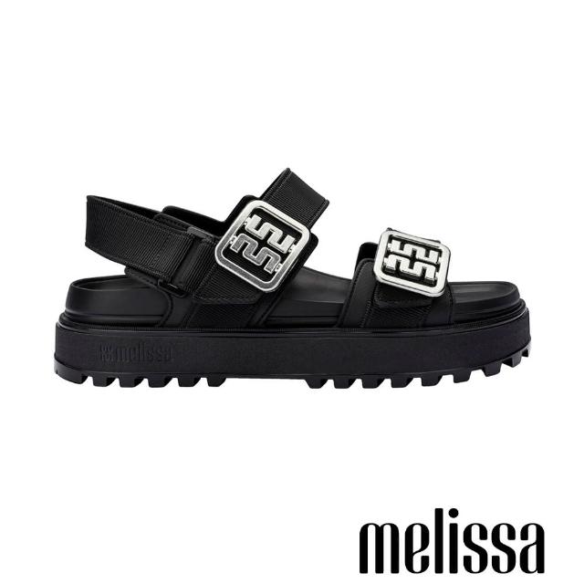 【Melissa】雙帶飾釦厚底涼鞋(黑色)