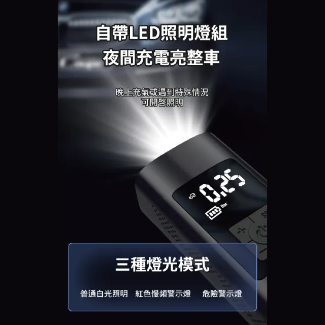 【AMA】豪華無線電動打氣機 電動充氣機 胎壓監測器 無線電動打氣機(萬用四合一 汽車 機車 自行車 球類)