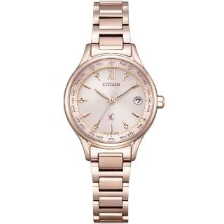 【CITIZEN 星辰】xC 代言人廣告款 光動能鈦金屬電波女錶-28mm 情人節 禮物(EC1193-55X)