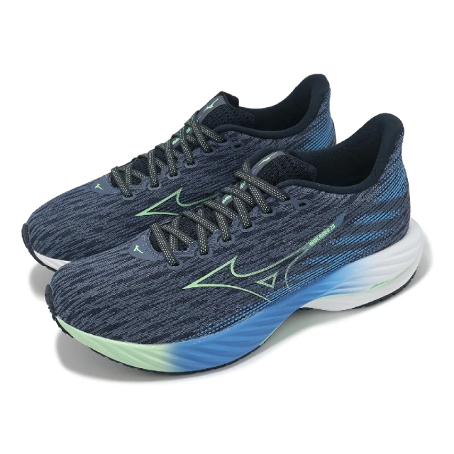 MIZUNO 美津濃 慢跑鞋 Wave Rider 28 男鞋 灰藍 綠 波浪片 支撐 運動鞋 美津濃(J1GC2403-51)