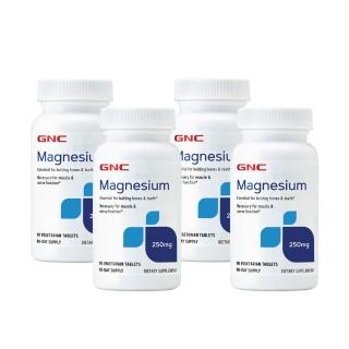 【GNC 健安喜】鎂250食品錠 90錠/瓶x4入組(骨骼健康/牙齒健康/幫助入睡/幫助醣類代謝)