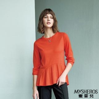 【MYSHEROS 蜜雪兒】羊毛造型上衣 率性不規則下擺(紅)