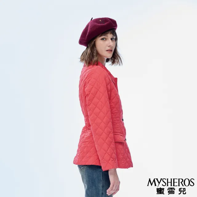 【MYSHEROS 蜜雪兒】鋪棉造型外套 翻領排釦 雙口袋菱格壓紋(紅)