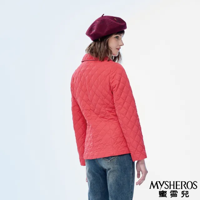 【MYSHEROS 蜜雪兒】鋪棉造型外套 翻領排釦 雙口袋菱格壓紋(紅)