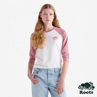 【Roots】Roots女裝-COOPER BASEBALL 長袖上衣(玫瑰粉)
