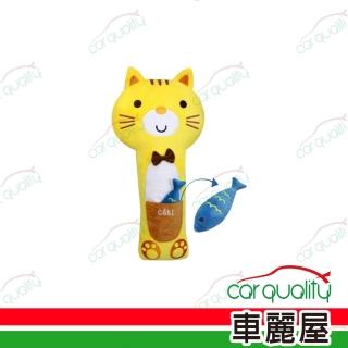 安全帶抱枕 韓系 口袋貓+小魚 黃1入KSB-00(車麗屋)