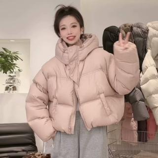 【米蘭精品】現貨+預購 真羽絨90%鴨絨羽絨外套(通勤連帽短款加厚白鴨絨麵包服女夾克3色74jx13)