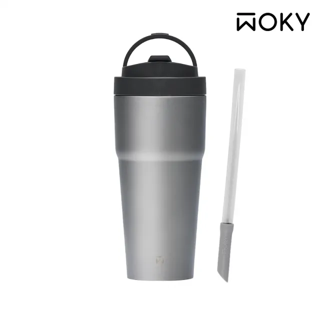 【WOKY 沃廚】Ti純鈦渾圓杯超值組l-附Tritan彈跳吸管(鈦杯/隨行杯/吸管杯/保溫杯瓶/保冰杯瓶/水壺)