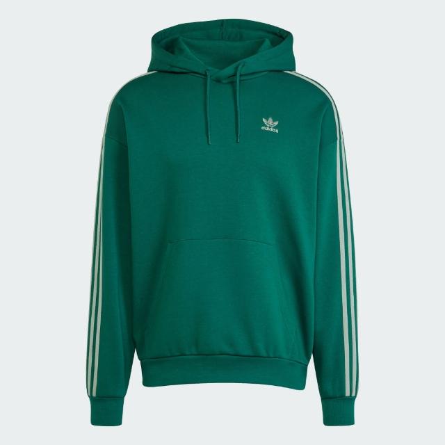 【adidas 愛迪達】長袖上衣 男 帽T 三葉草 BAGGY HOODIE 綠 JP1070