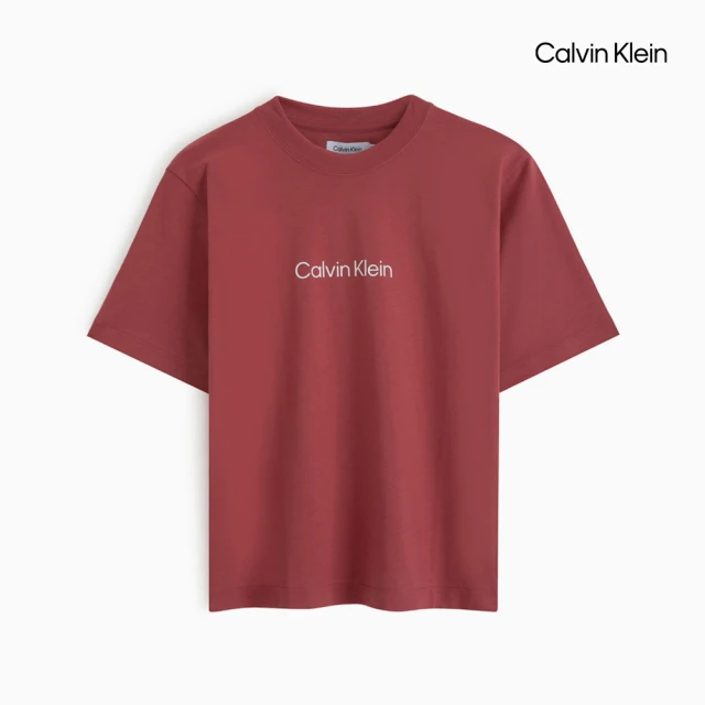 Calvin Klein 官方旗艦館 CK HERO MODERN 方形剪裁 T 恤_紅色