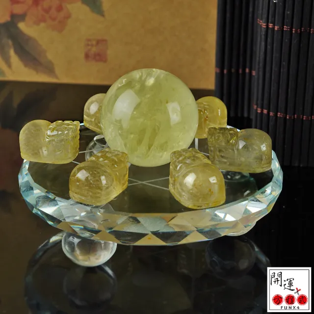 【開運方程式】鈦晶貔貅七星陣黃水晶球(最強招財局咬錢風水佈局七星陣/入厝禮)