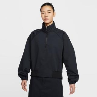 【NIKE 耐吉】長袖上衣 女 1/4 拉鍊式 寬鬆 AS W NSW CLLCTN TWILL QZ 黑 HJ0234-010(2S4271)