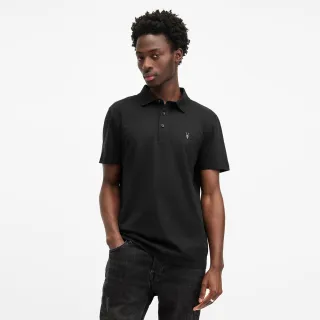 【ALLSAINTS】REID 公羊頭骨絲光短袖POLO衫-黑 M076PA(修身版型)