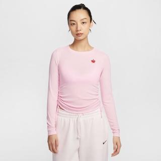 【NIKE 耐吉】長袖上衣 女 AS W NSW RIB LS MD CRP TOP GCE 粉 HV8728-663
