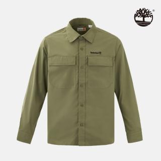 【Timberland 官方旗艦】中性卡其綠襯衫外套(A418F590)