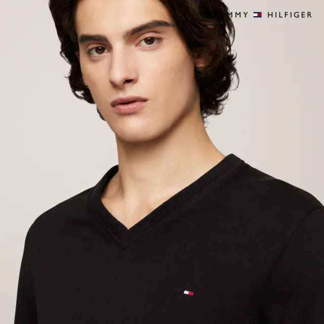 【TOMMY HILFIGER】官方旗艦館 基本款 V 領毛衣_黑色