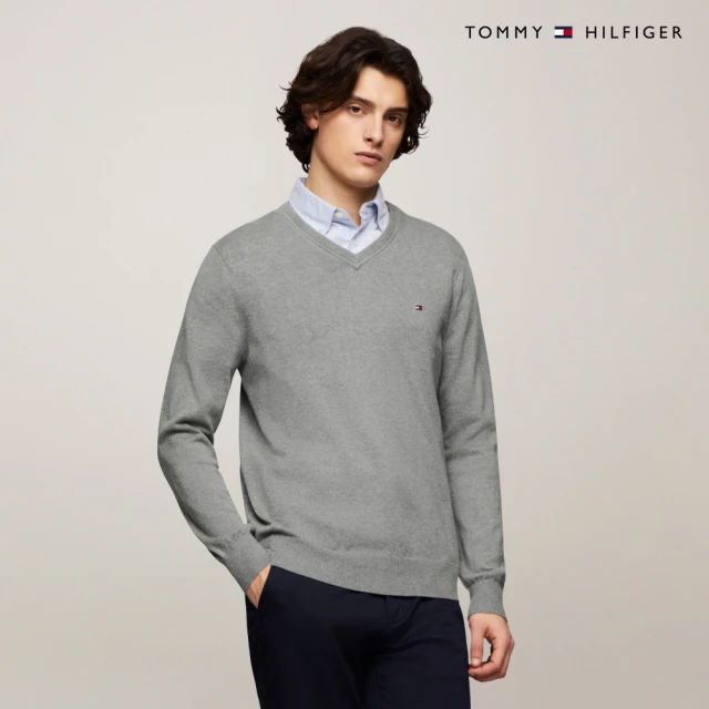 Tommy Hilfiger 官方旗艦館 基本款 V 領毛衣_灰色