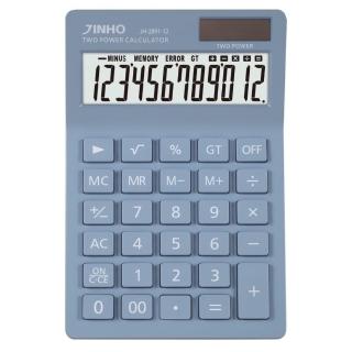 【JINHO 京禾】無印風莫蘭迪質感文具事務用品雙電源極簡風格 JH-2891-12藍(辦公室文具 學生必備 輕巧型)
