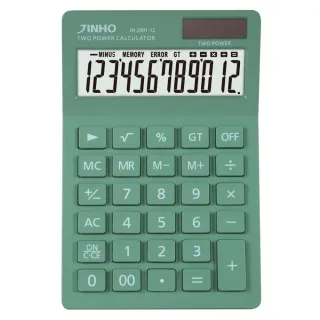 【JINHO 京禾】國考專用【115年適用】12位元太陽能雙電源莫蘭迪極簡風格JH-2891-綠(國考計算機  學生)