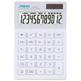 【JINHO 京禾】無印風莫蘭迪質感文具事務用品雙電源極簡風格 JH-2891-12白(辦公室文具 學生必備 輕巧型)