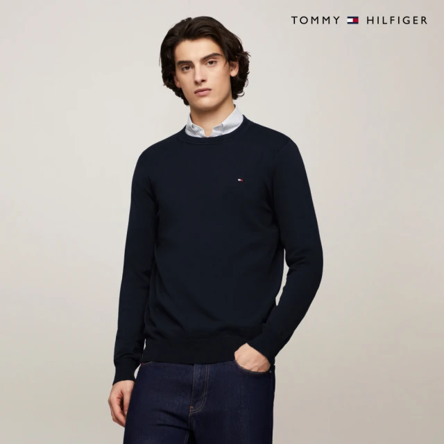 Tommy Hilfiger 官方旗艦館 Amherst 圓領毛衣_藍色