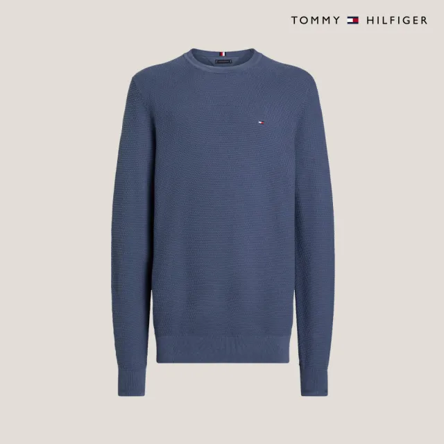 【TOMMY HILFIGER】官方旗艦館 結構感圓領毛衣_藍色
