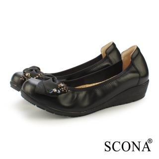 【SCONA 蘇格南】全真皮 典雅舒適娃娃鞋(黑色 31256-1)