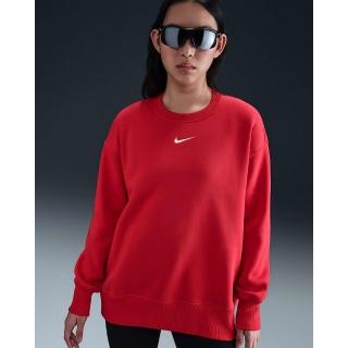 【NIKE 耐吉】圓領套頭衫 大學T 女款 AS W NSW PHNX FLC OS LONG CRE 紅色(FZ4271657)