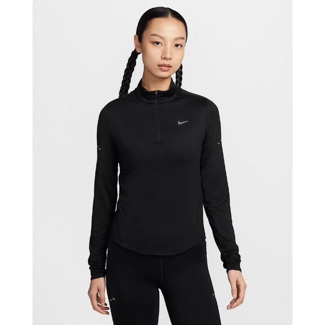 【NIKE 耐吉】Dri-FIT 長袖上衣 跑步上衣 T恤 快乾 女款 AS W NK SWIFT DF UV HZ TOP 黑色(HQ0500010)