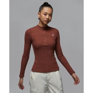 【NIKE 耐吉】喬丹 長袖上衣 針織上衣 修身版型 女款 AS W J LS KNIT TOP 棕色(HF9469231)