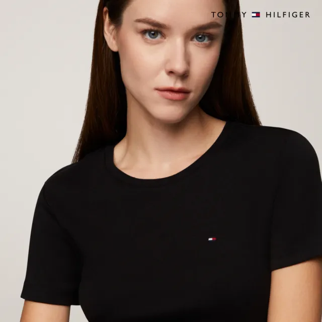 【TOMMY HILFIGER】官方旗艦館 旗幟刺繡圓領 T 恤_黑色