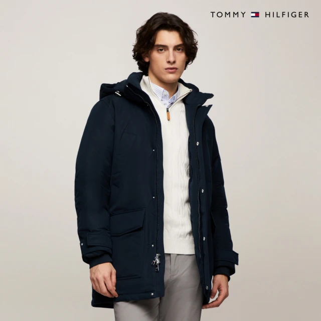 Tommy Hilfiger 官方旗艦館 無皮草鋪棉防風大衣_藍色