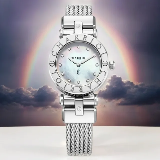 【CHARRIOL 夏利豪】St-Tropez 鑽石鋼索女錶 手錶-28mm 520禮物 送禮(CR28S.590.001)