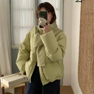【米蘭精品】現貨+預購 真羽絨90%鴨絨羽絨外套(甜美立領可脫卸圍巾帽加厚麵包服女夾克7色74jx44)